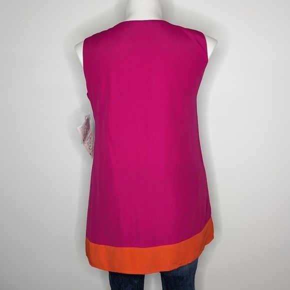 NWT Vintage Barrie Morgan pink orange sleeveless button up top 14 - Picture 5 of 9